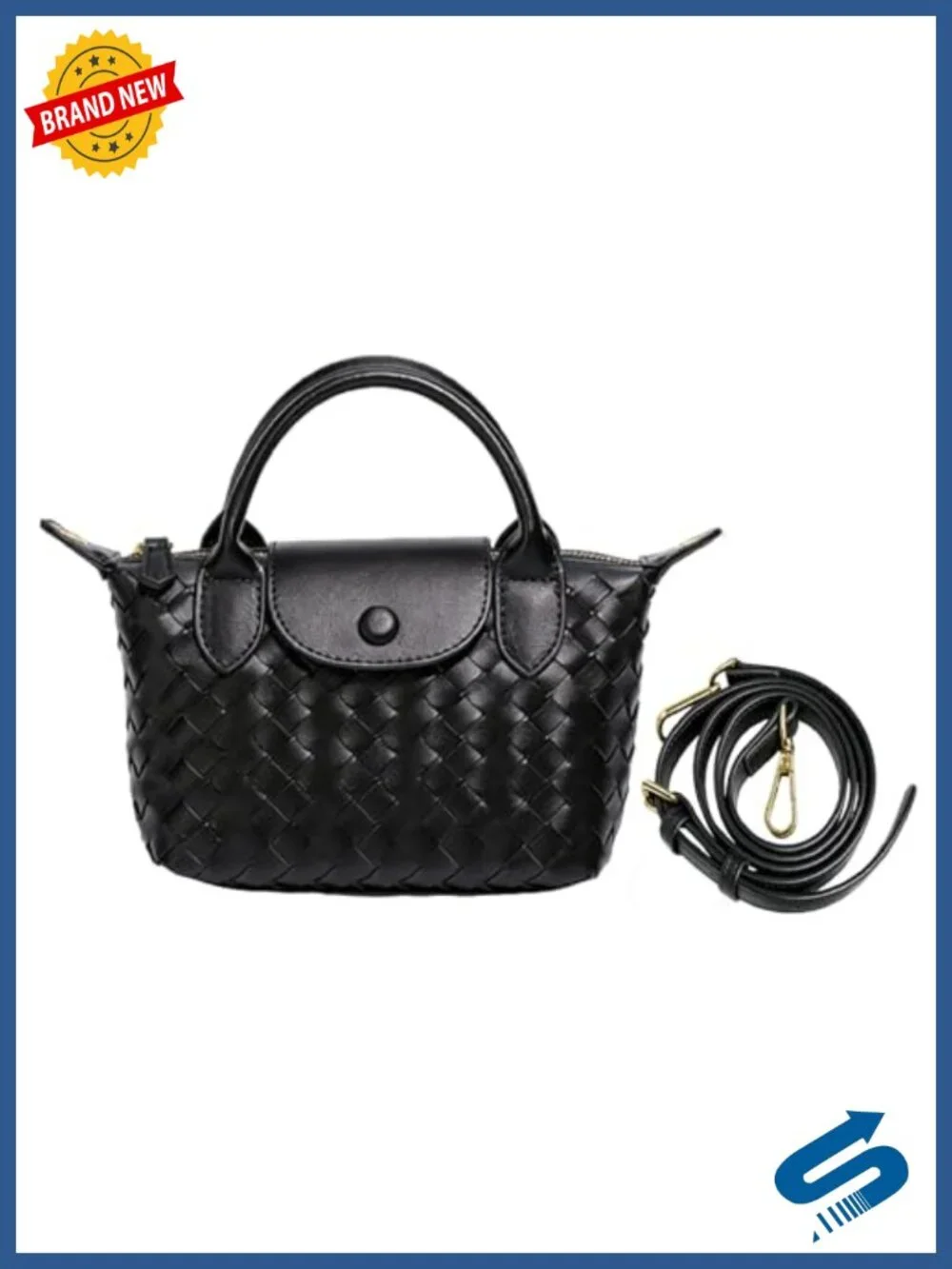 Vegan Leather Woven Crossbody Bag Mini Dumpling Handbag Shoulder Purse